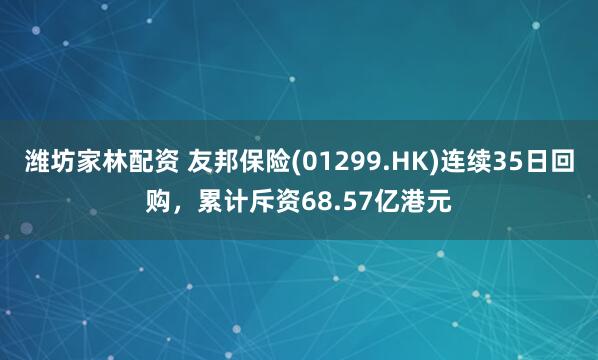 潍坊家林配资 友邦保险(01299.HK)连续35日回购，累计斥资68.57亿港元