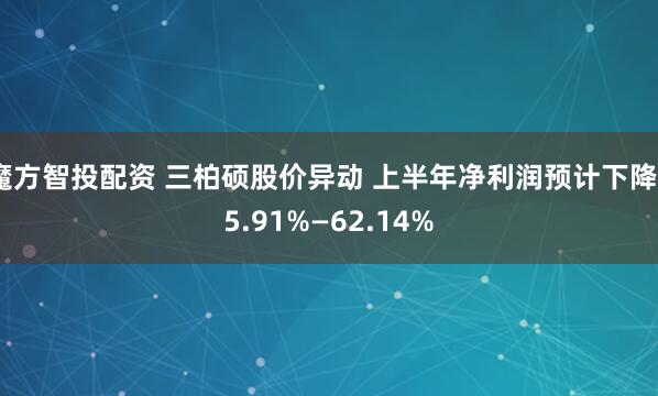 魔方智投配资 三柏硕股价异动 上半年净利润预计下降45.91%—62.14%