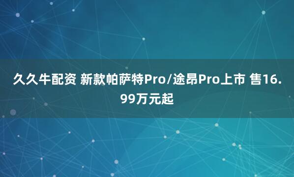 久久牛配资 新款帕萨特Pro/途昂Pro上市 售16.99万元起